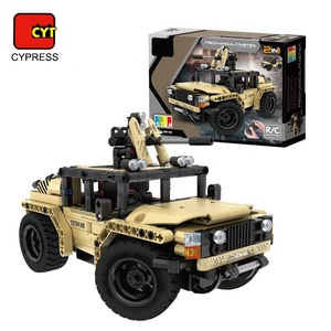DIY kendinden montajlı 370 adet 2 IN 1 RC askeri uzaktan kumanda araba askeri kamyon kiti araba yapı kamyon oyuncak - Product Image 4