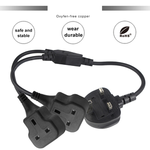 Uk電源コード13a <span class=keywords><strong>250v</strong></span> 3プロング双方向スプリッターアウトレットYケーブルエクステンションリード
