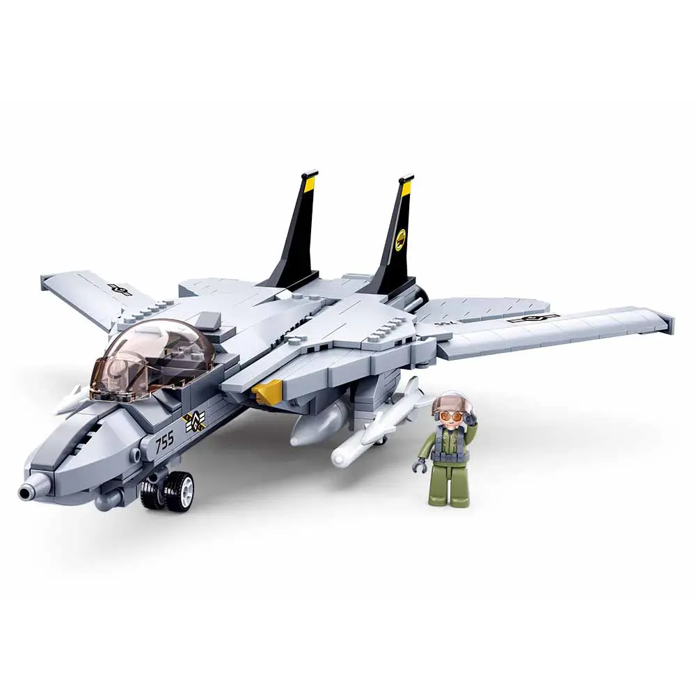 Sluban Building Blocks M38-B0755 F14D Fighter Jet 404PCS Plane ของเล่นชุดอิฐชุดก่อสร้างสำหรับเด็ก