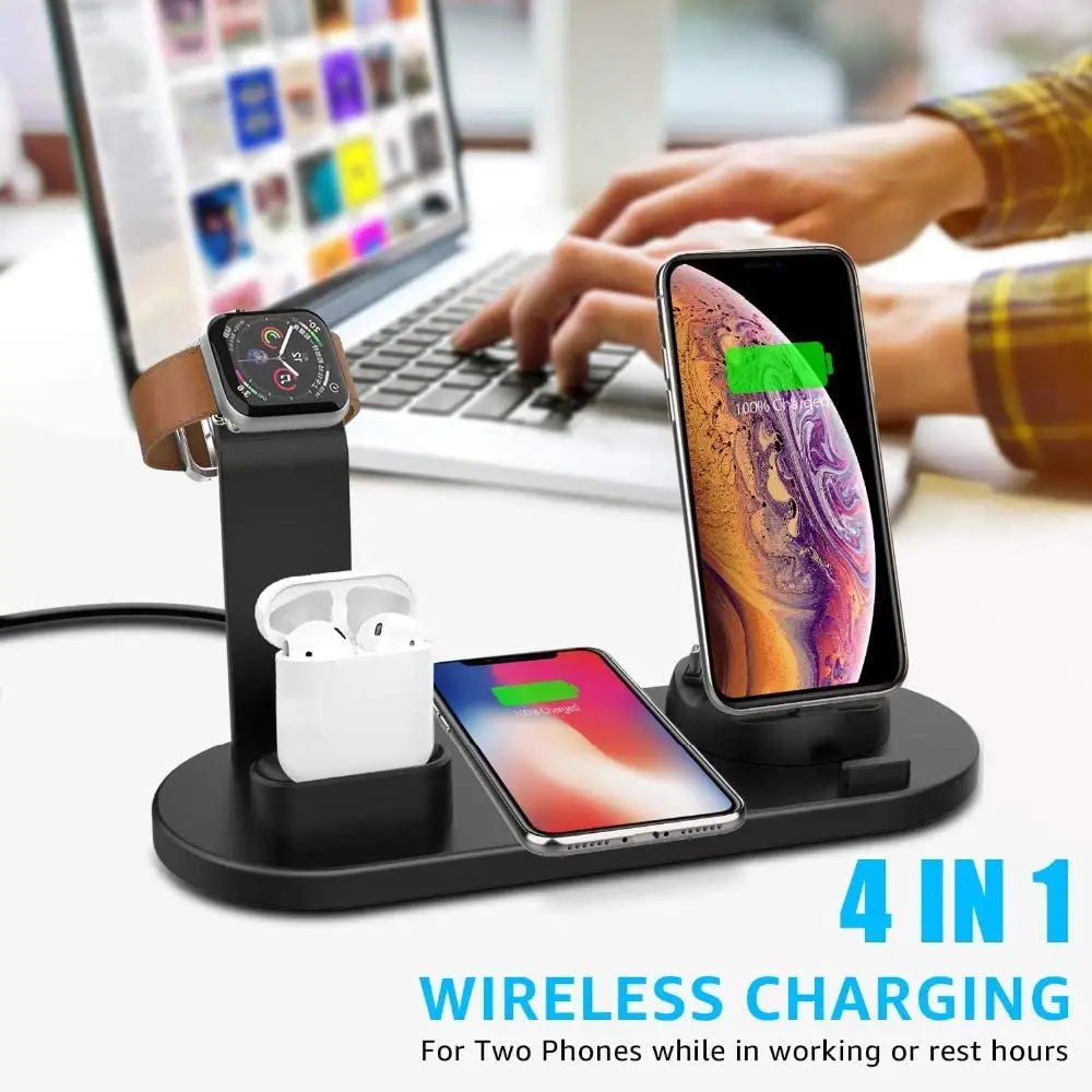 Allkei safety 15W multifunction fast charging phone airpods iWatch 6 4 3 in 1 one qi wireless charger for iphone 14 13 12 pro ma