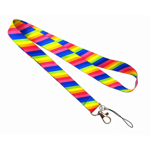 Factory Price Polyester Sublimation <strong>Printed</strong> Colorful <strong>Stripe</strong> rainbow Neck Strap Keychain ID Badge Card Key Holder LGBT <strong>Lanyard</strong> - Product Image 5