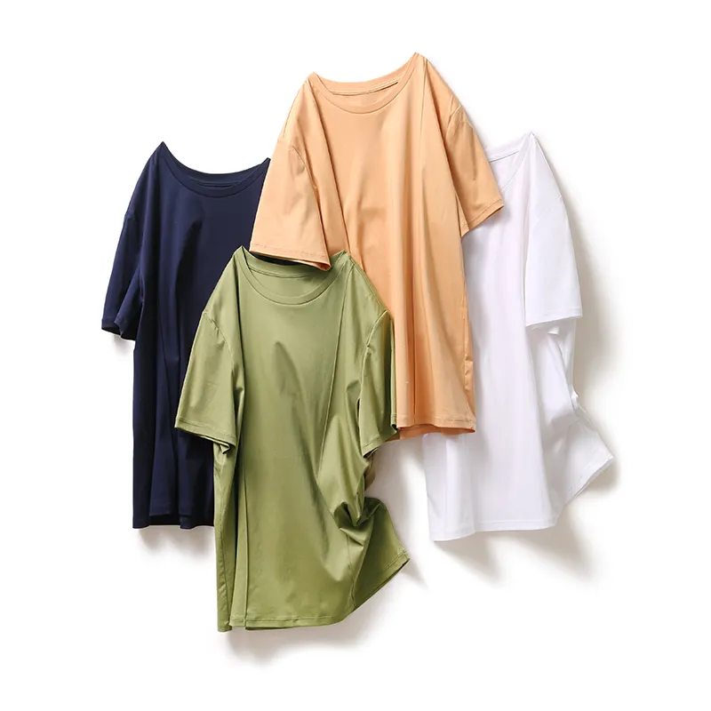 Ropa de bambú ecológica para mujer, camisetas ajustadas orgánicas para mujer, camisetas lisas informales personalizadas