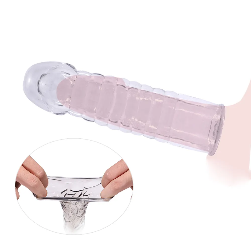 Kondom silikon dapat dipakai ulang lengan Penis bertitik Spike untuk pria mainan seks Penis