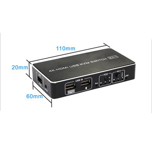 OEM ODM热键hdmi kvm切换器4k 1输入2输出计算机2端口显示端口双usb hdmi kvm切换器