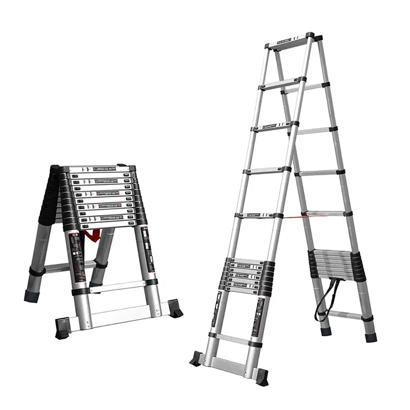 Регулируемая Высококачественная Выдвижная ступенчатая лестница с рамкой, телескопическая алюминиевая лестница, складная маленькая лестница для склада