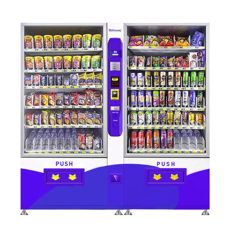 Distributore automatico Self Service 24 ore su 24 negozi di alimentari combo bevande e snack distributore automatico supporto tecnico Video