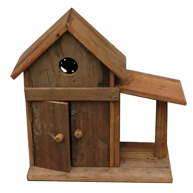 Lukcywind Rustic Natural Simple Bird House Outdoor Garden Decorative Wooden Pets Birdhouse