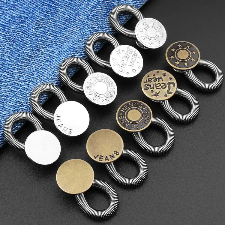 Wholesale Retractable Elastic Metal Button Extender Adjustable Jeans Button