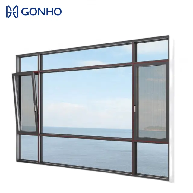 GONHO NFRC American Standard Doble acristalamiento Personalizar tamaño 36X60 Fabricante de ventanas Ventanas abatibles con abridor manual