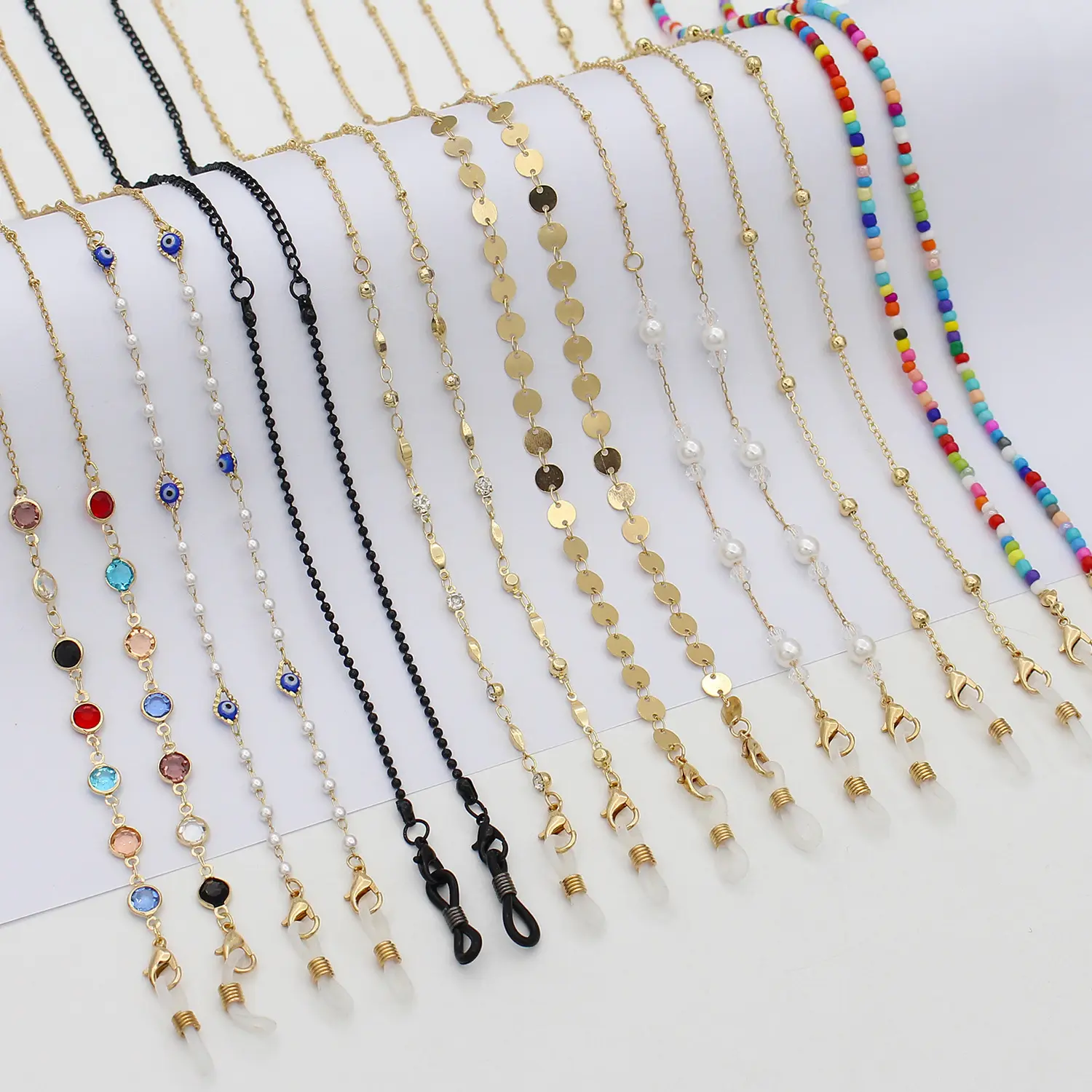 Bohémien personalizzato colorato con perline di riso per occhiali da vista con cordino multiuso con perline cinturino a catena fatti a mano