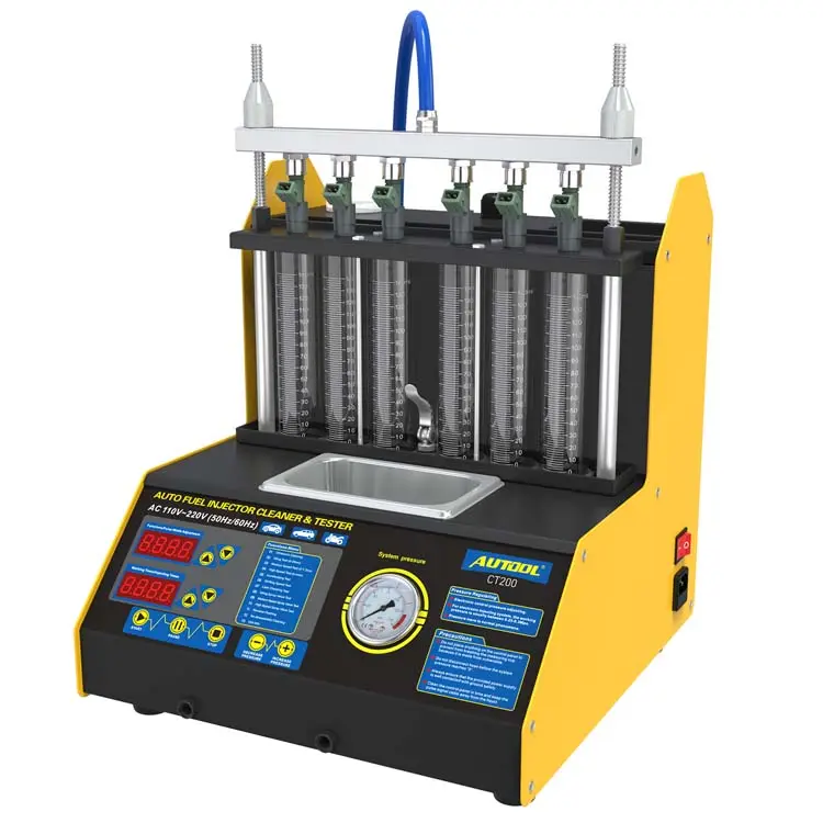 AUTOOL CT200สำหรับรถยนต์และรถจักรยานยนต์6กระบอก Decarbonizing เบนซิน220V Ultrasonic การใช้หัวฉีด & เครื่องทดสอบหัวฉีด