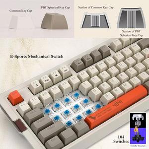 Ajazz AK510 104 teclas PBT Retro con cable RGB Teclado mecánico teclas esféricas con función Macro programable teclado para juegos