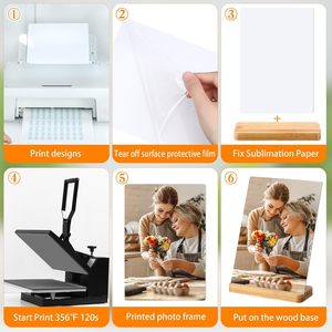HTPmart昇華1.1mm HDアルミニウムシートカスタムブランク8 × 10インチDIYプリントフォトフレーム竹ベースホームデコレーション付き - Product Image 5