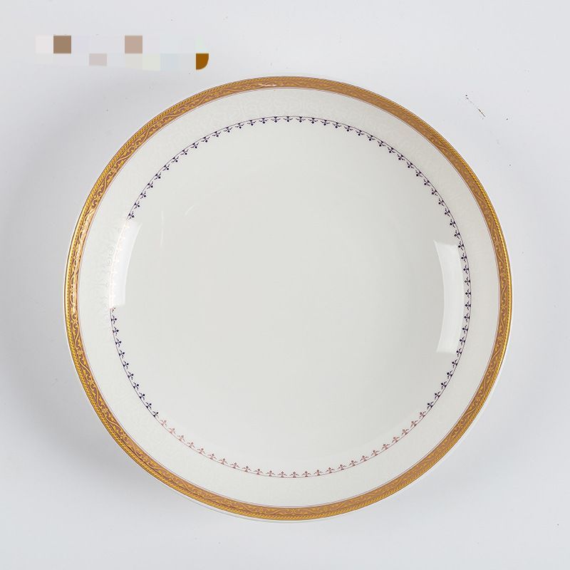 Plato hondo de 8 pulgadas con borde de oro blanco