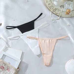 Wholesale Soft Solid Color Thong Non-marking Comfortable High <strong>Elasticity</strong> Low Waisted Ladies Panties Thongs and G <strong>String</strong> - Product Image 4