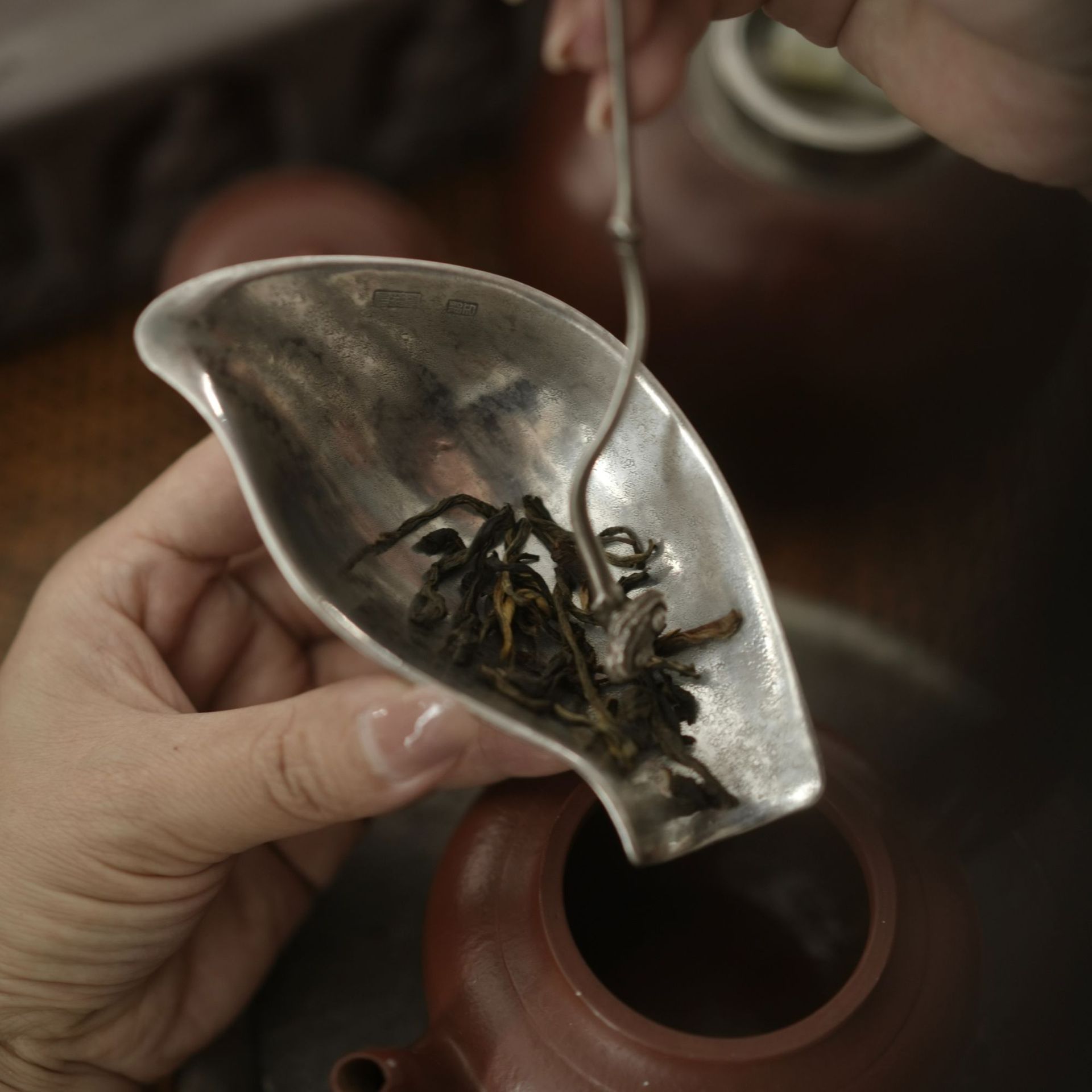 Old gourd pure tin tea scoop