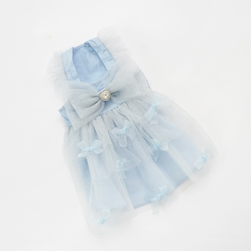 Abito da principessa con fiocco di garza-blu