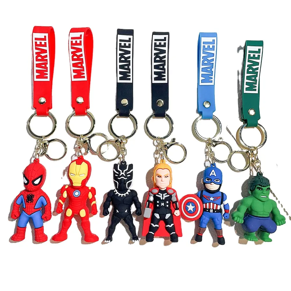 Bán Buôn Phim Hoạt Hình Avengers Túi Phim Xe Silicone Keychain Đứng Móc Chìa Khóa Treo Trang Trí Thủ Công Anh Hùng Keychain