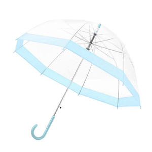批发新设计同学院定制Logo涤纶长柄Pvc彩色透明雨伞定制印花伞