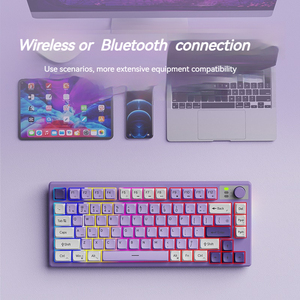 EWEADN V75 75% Teclado portátil de diseño silencioso 2,4G Inalámbrico para Bluetooth Modo dual RGB Interfaz USB Teclado de computadora New Pro