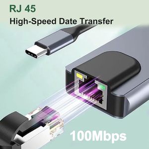 5-in-1 Type-C ฮับอะแดปเตอร์ <span class=keywords><strong>USB</strong></span> C ที่มี RJ45 Ethernet HDMI <span class=keywords><strong>USB</strong></span> พอร์ต3.0และ Type-C การจัดส่งพลังงานสำหรับแล็ปท็อปแท็บเล็ตและสมาร์ทโฟน - Product Image 5