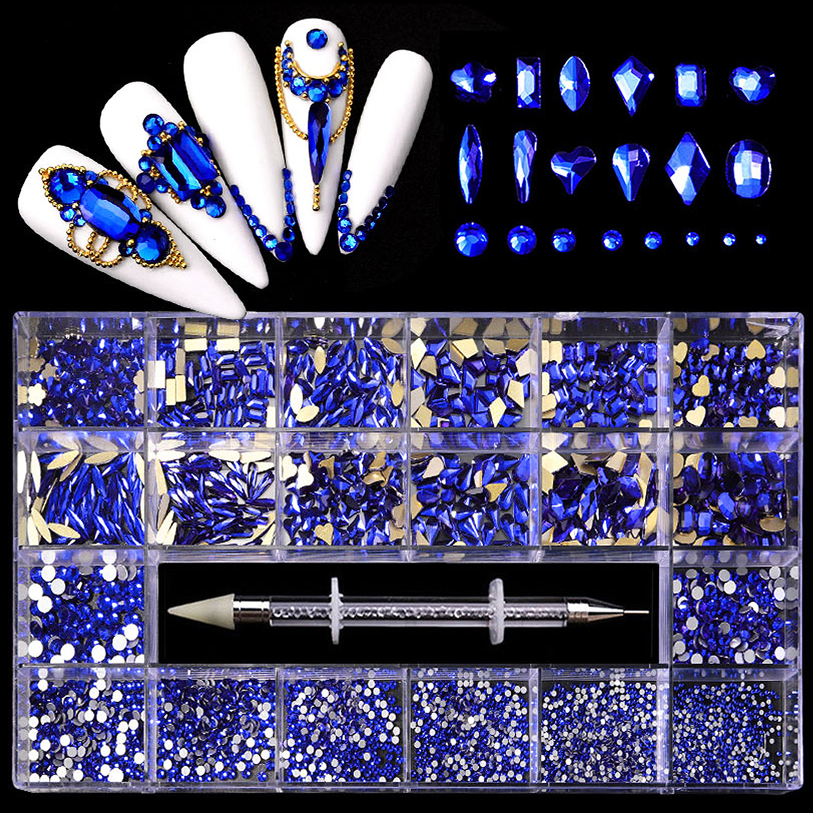 21-grid set-600 large rhinestones-2500 flat-back rhinestones