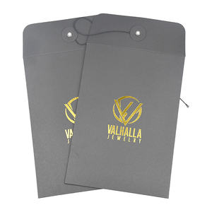 Personal isierte benutzer definierte Hot Stamp Logo Mailer Schwarz Kraft papier Verpackungs umschlag mit Schnur und Knopf - Product Image 1