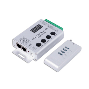 全彩色发光二极管控制器HC008 2048像素133模式，适用于5-24v可寻址RGB灯，带4键射频遥控器 - Product Image 1