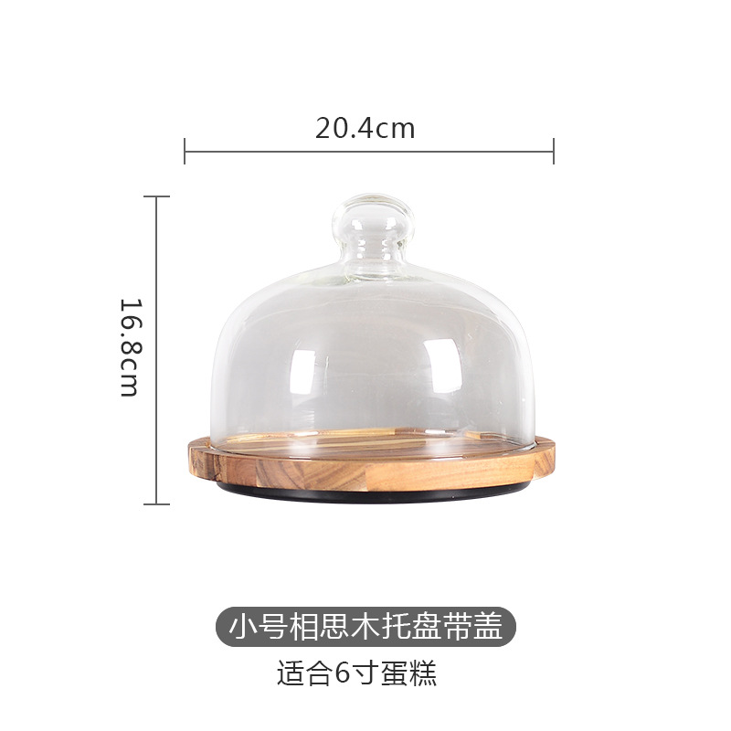 6 pouces-Bois d'acacia avec couvercle en verre