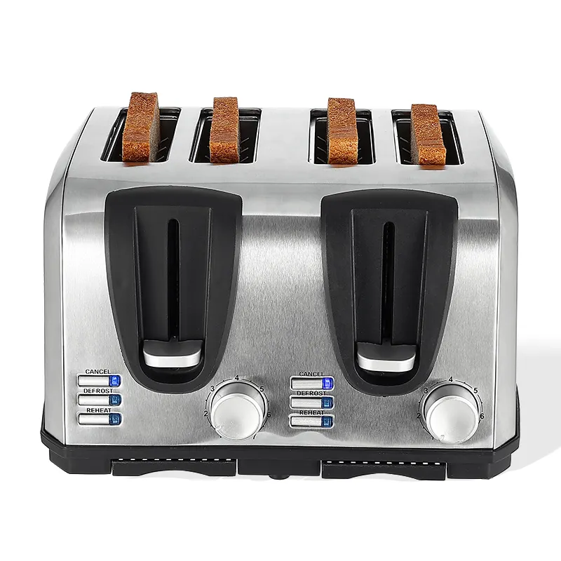 Tostapane in acciaio inossidabile dal Design popolare per tostapane elettrico a 4 fette per elettrodomestici da cucina
