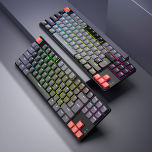 Teclado mecánico para juegos de bajo perfil con cable de alto valor luminoso RGB personalizado Respuesta de tecla silenciosa y cómoda - Product Image 1