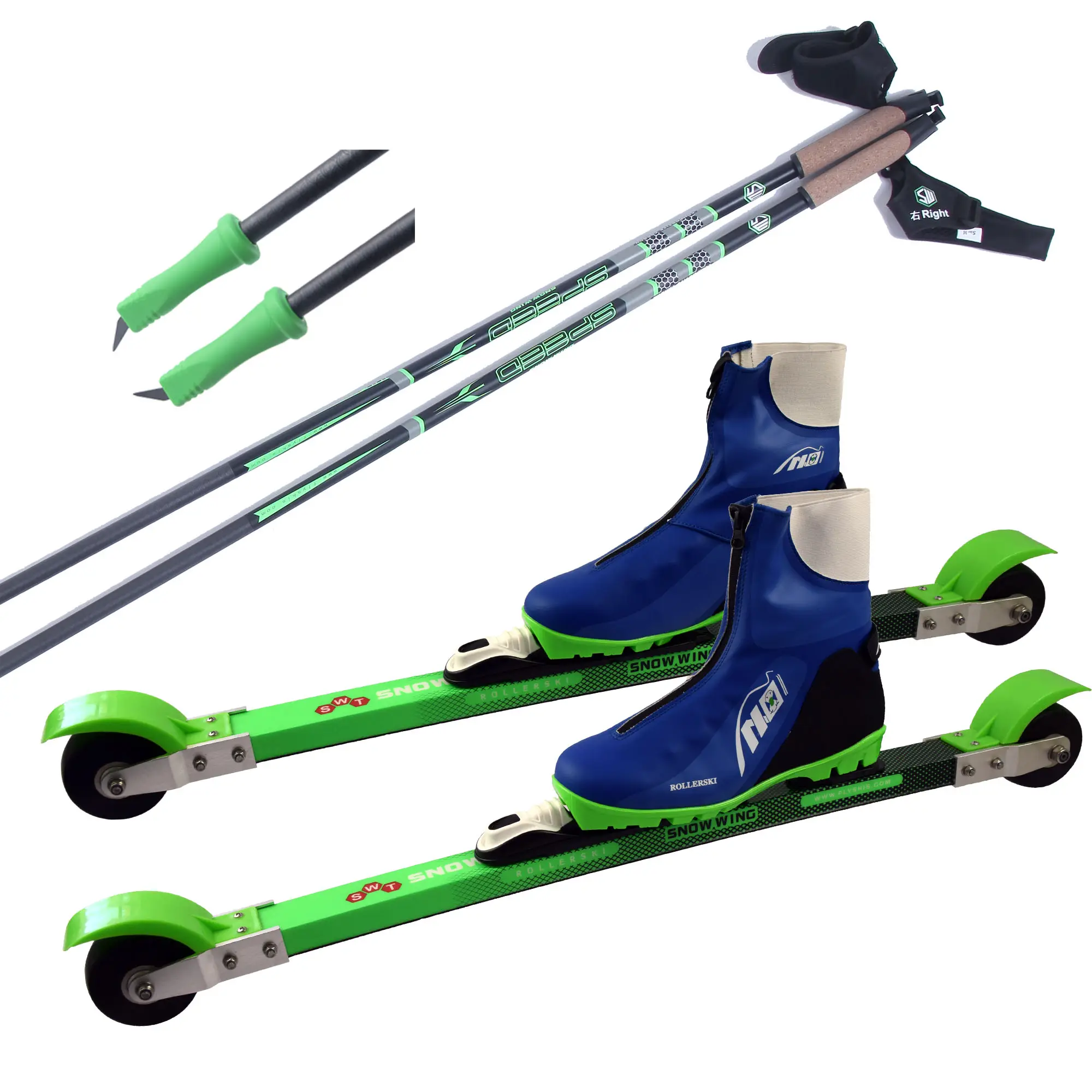 새로운 스타일 탄소 섬유 유리 클래식 스케이트 롤러 스키 바퀴 팁 부팅 스키 롤러