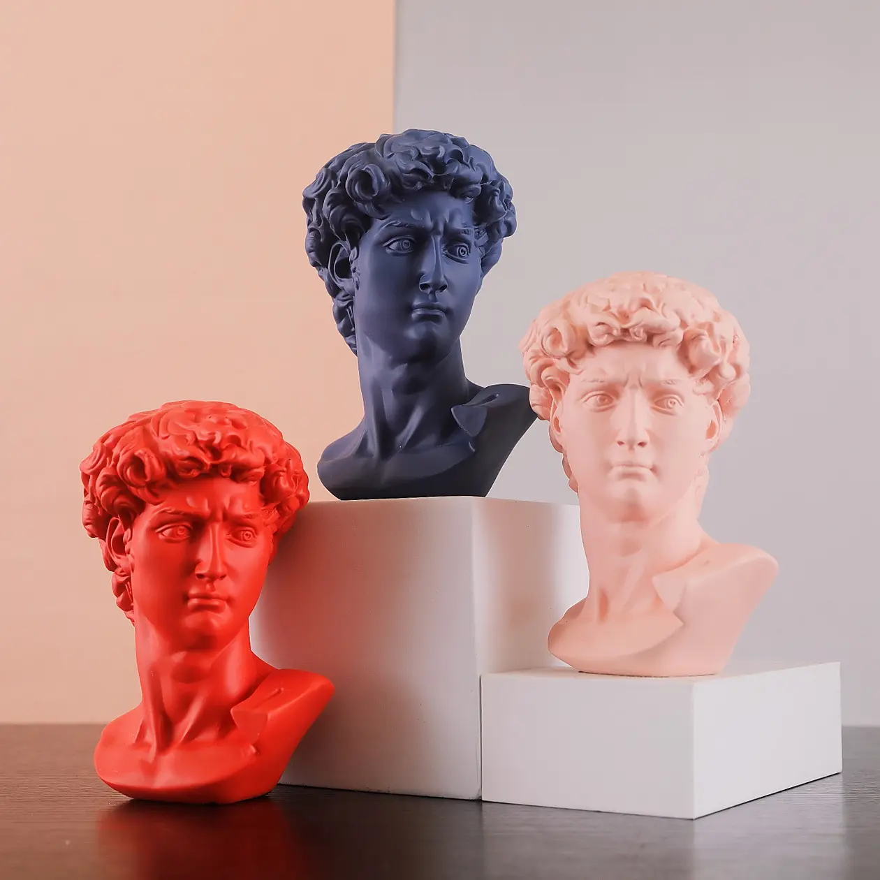 Busto de estatua de David, busto de resina blanca, azul, rojo, barato