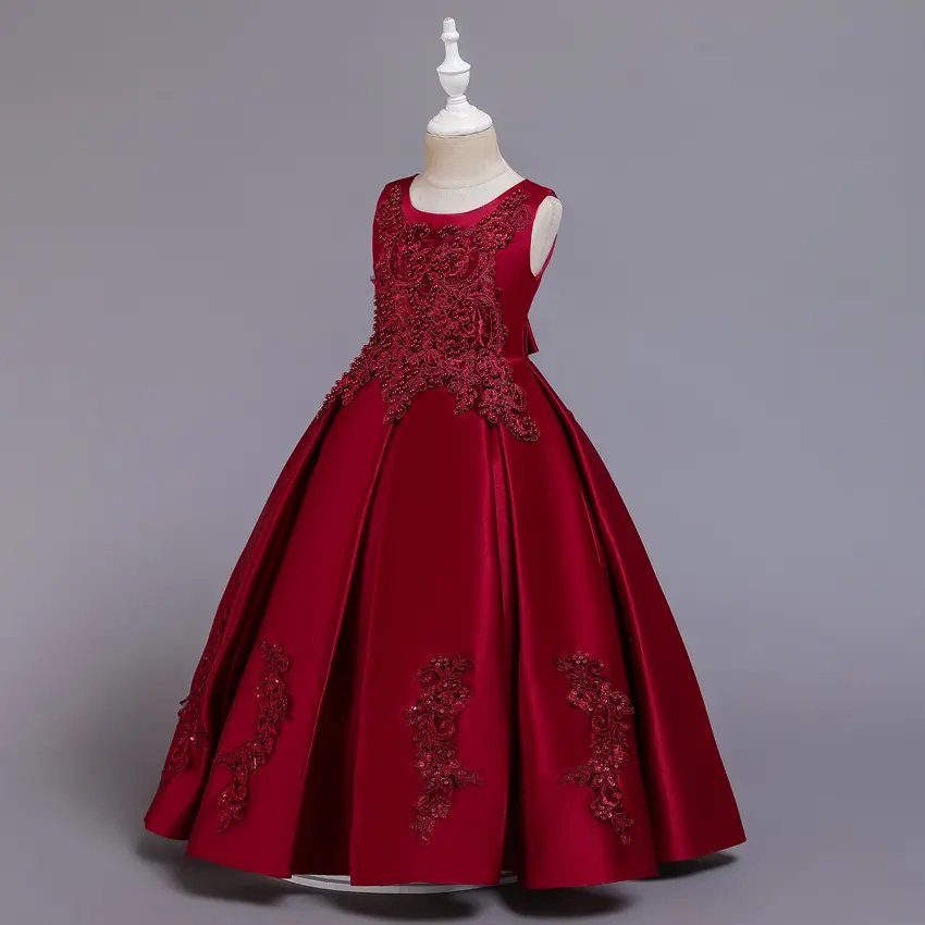 Váy Dạ Hội Đám Cưới Không Tay Thêu Đính Cườm Bán Buôn Váy Công Chúa Sang Trọng VÁY DỰ TIỆC Dài Cho Bé Gái Xinh Đẹp