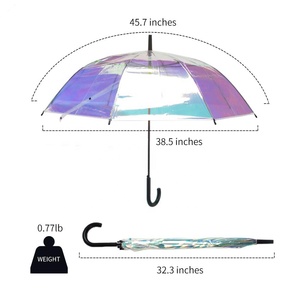 新款闪亮伞-带彩虹反射涂层的加厚透明雨伞，定制印花促销伞 - Product Image 2