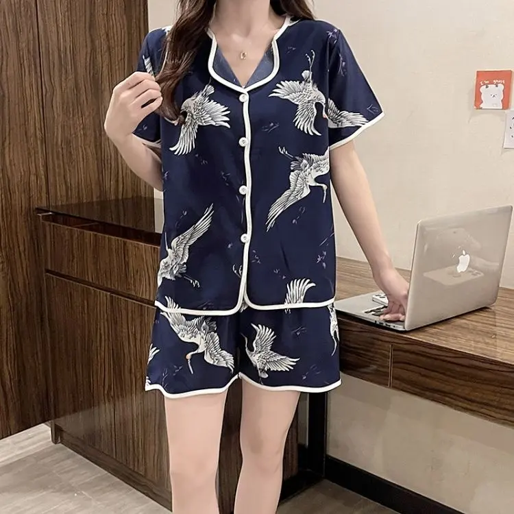 Women's Sexy Satin high quality Embroidered Lace Satin Pajamas