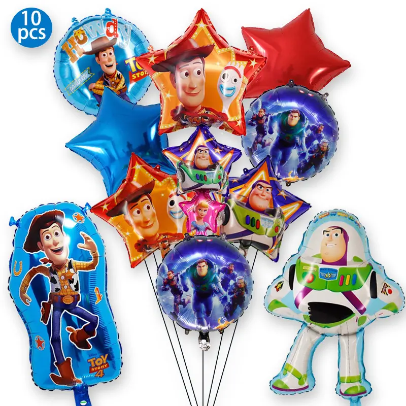 Set di palloncini per forniture per feste di giochi giocattolo, palloncini con pellicola per feste, decorazioni per feste di compleanno a tema di storie ispirate ai giocattoli per bambini