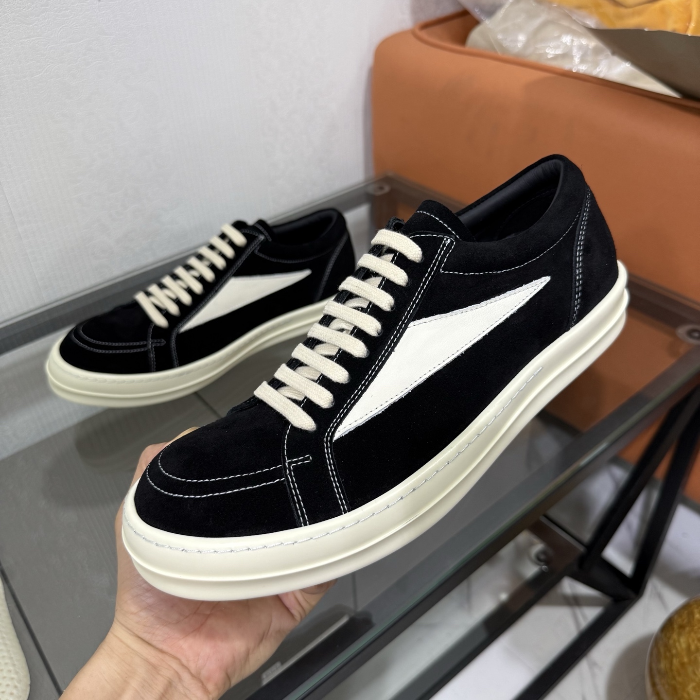 Black suede cowhide