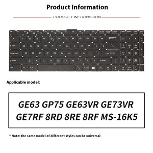 Reemplazo RGB retroiluminado US Laptop Keyboard Nuevo GP73 Leopard 8RE 17E2 GE75 GP75 9SD GS73VR Repuestos para Laptop - Product Image 4