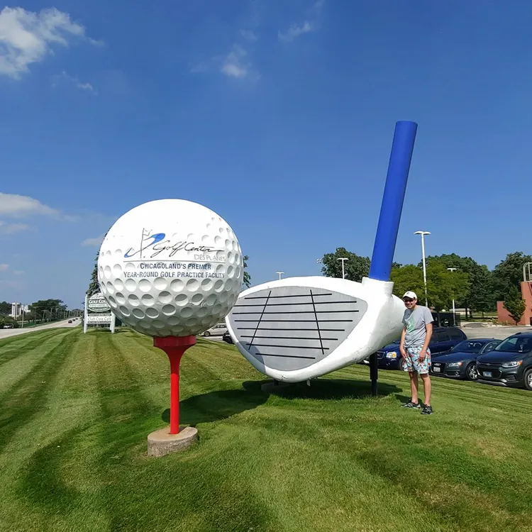 Al aire libre jardín escultura más populares gigante decorativo de resina de fibra de vidrio de bola de golf escultura