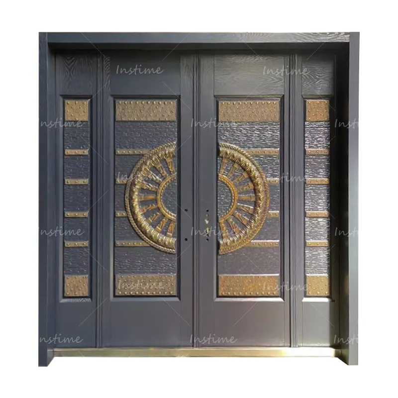 Instime-puerta de entrada de acero inoxidable y cristal, diseño personalizado, puerta de entrada delantera para casa