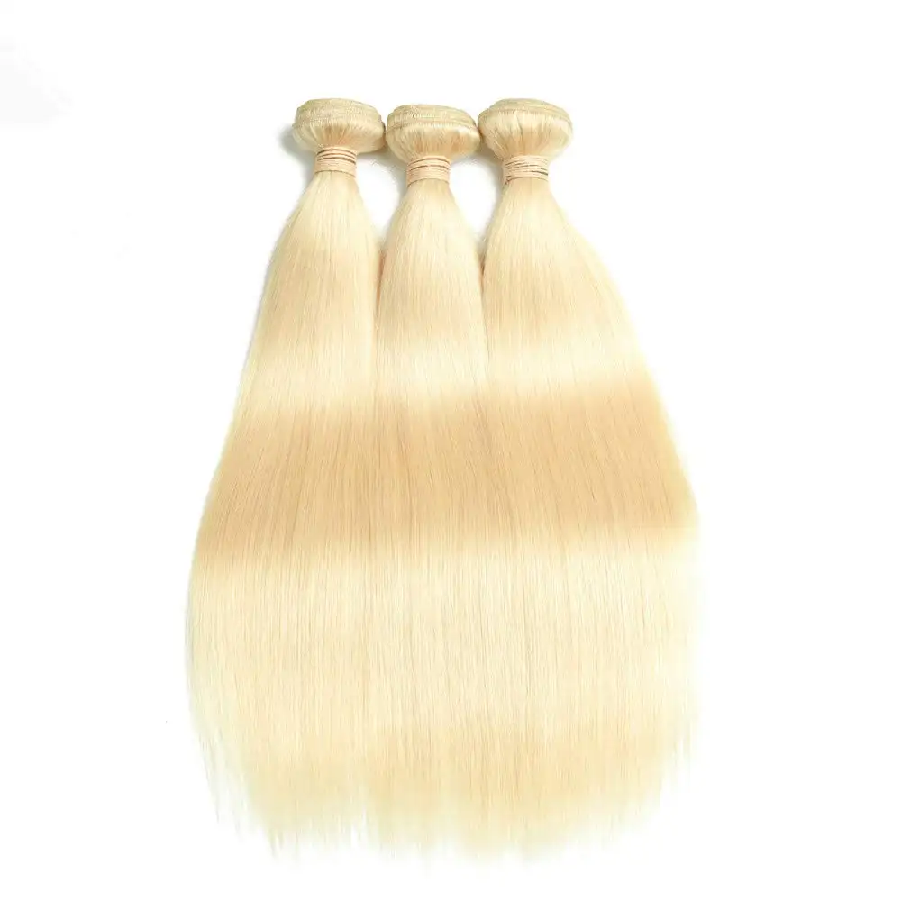 ストレート613ブロンドの髪の束ブラジル織り100% バージンブラジル人毛の束色613ストレートブロンドの髪の束