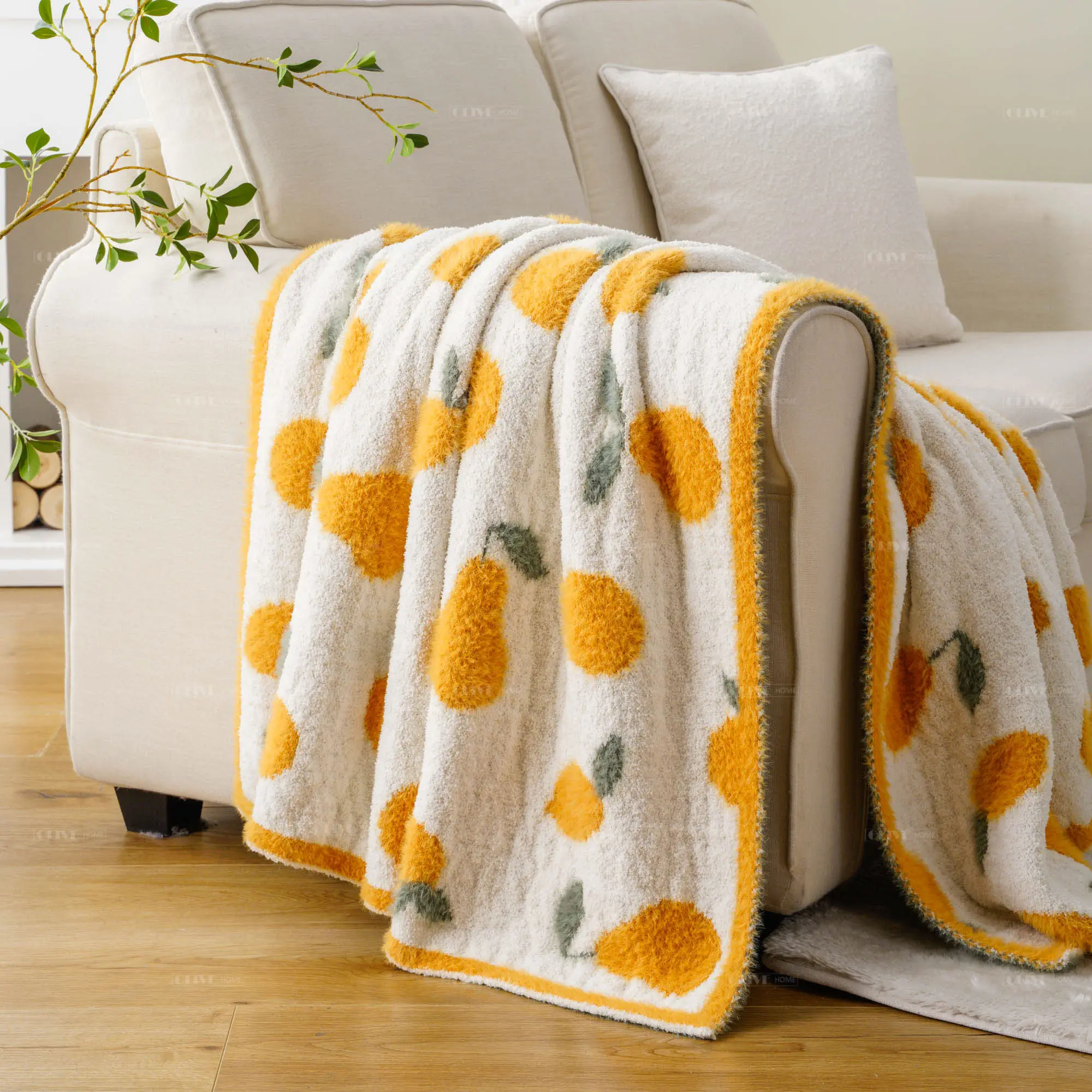 Cobertor 100% poliéster para uso doméstico o ano todo, cobertor de inverno em microfibra tricotado laranja reversível para uso doméstico