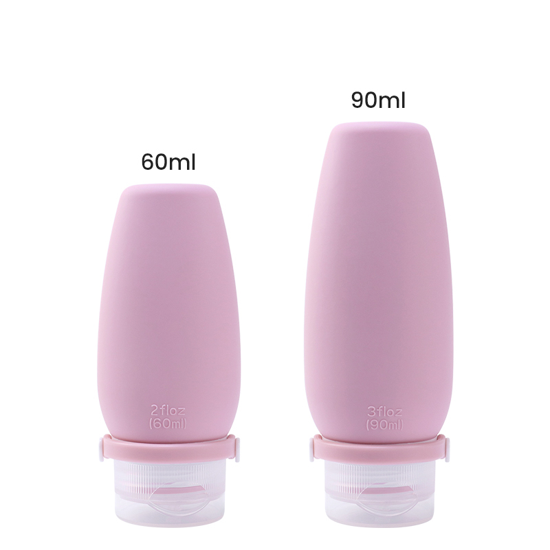 Bouteille rechargeable en silicone rose