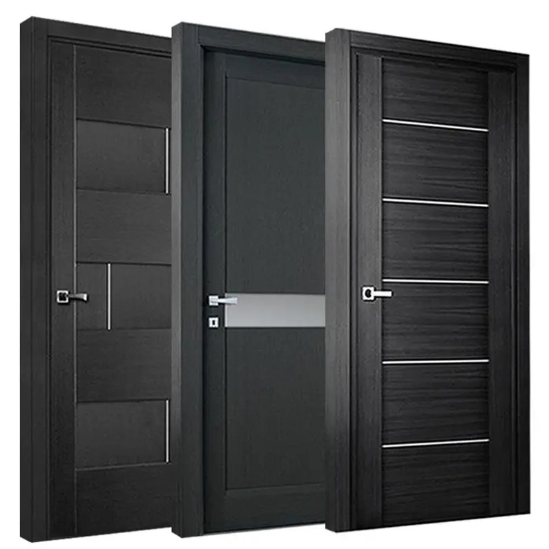Wincent Vente à chaud Portes d'intérieur de style italien Portes de pièce solides modernes noires avec serrure de porte