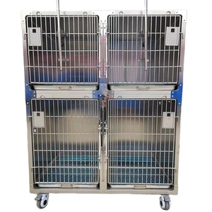 Profesyonel paslanmaz çelik evcil hayvan kafesi modüler yetiştiriciliği köpek kulübesi katı duvarlar nefes düğmesi nokta veteriner ekipmanları kutusu - Product Image 4
