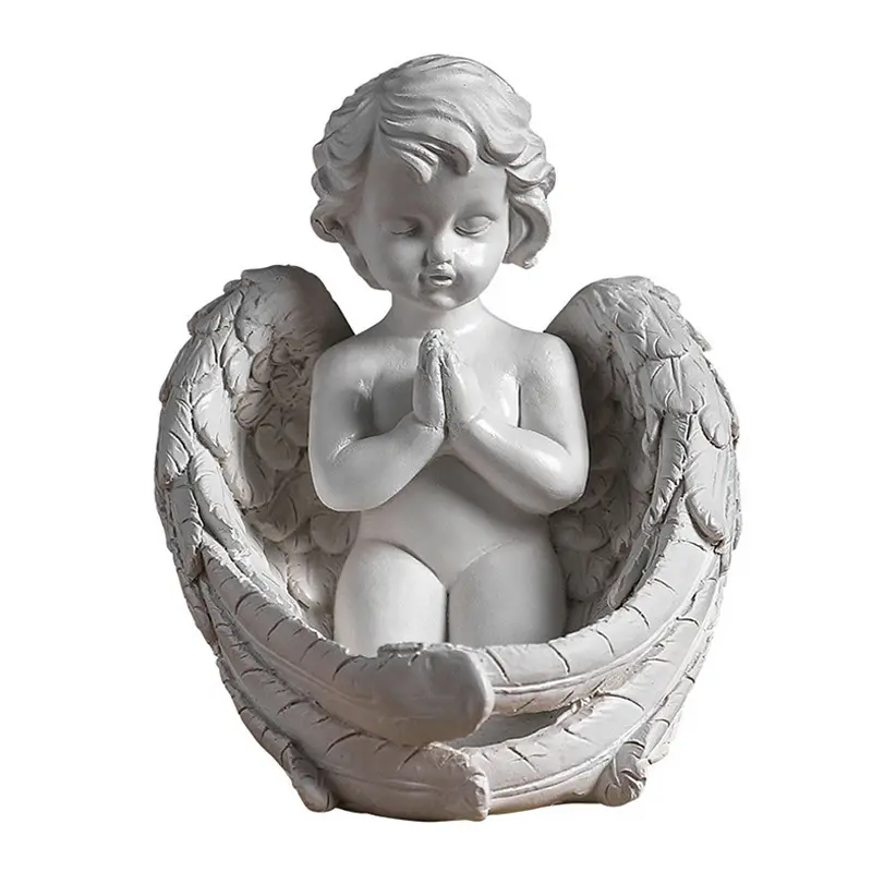 Escultura de resina de Ángel Blanco retro europeo, muebles de retrato de yeso, porche nórdico, decoración de sala de estar, pequeños adornos