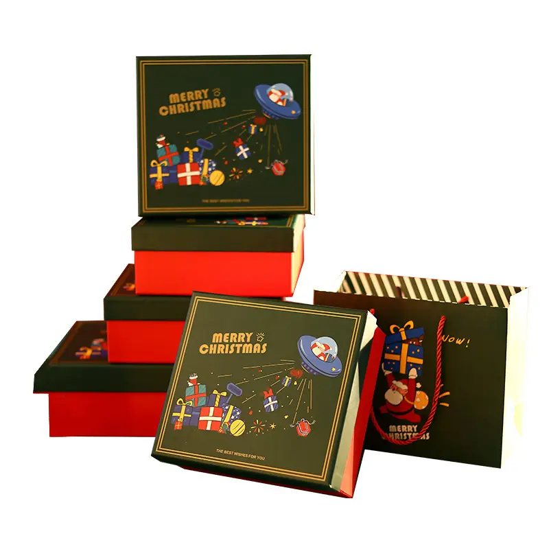 Caixa de velas luxuosa de papelão rígido personalizada para presente de Natal com alça de corda e embalagem de saco
