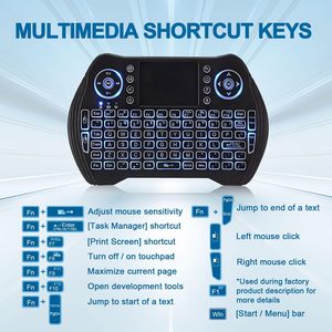 EASYTONE Rechargeable Li-ion Battery 87 <strong>Keys</strong> Backlit Mini Wireless <strong>Keyboard</strong> Touchpad Mouse Combo Multi-Media Handheld for Gaming - Product Image 5