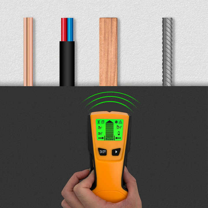 Buscador de pernos de pared Sensor Escáner de pared LCD Detector electrónico Centro de borde Madera Corriente Metal AC Detección de cables en vivo